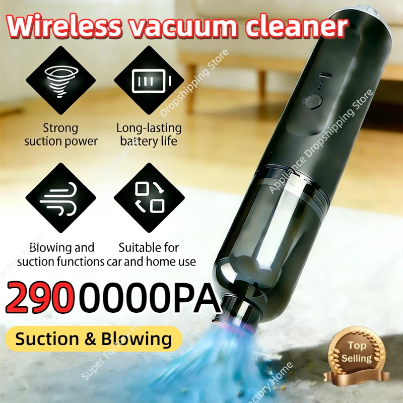 2900000PA Cordless Vacuum Cleaner 2-in-1 Blowing Suction Multiple Filtering Integrated Handheld Car Household Dust Collector 1