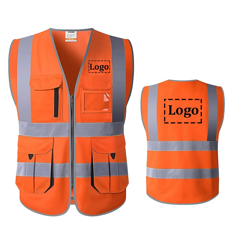 Gilet De Sécurité À Logo Personnalisé Avec Bandes Réfléchissantes, Gilet De  Travail De Construction Avec Poches Et Fermeture Éclair Pour Hommes Et  Femmes Extra Large - Vêtements De Sécurité Réfléchissant - AliExpress