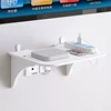 Wall Mount Router Shelf Punch-free TV Set-top Box Floating Hanging Rack Home Power Strip Wifi Router Storage Holder Wood 3