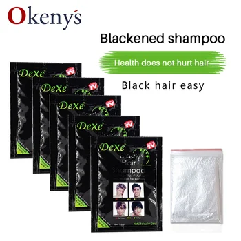 5 pezzi Dexe Shampoo per capelli neri veloci Solo 5 minuti Bianco Diventa colore dei capelli neri 2 pezzi / lotto Depilazione grigia per uomini e donne
