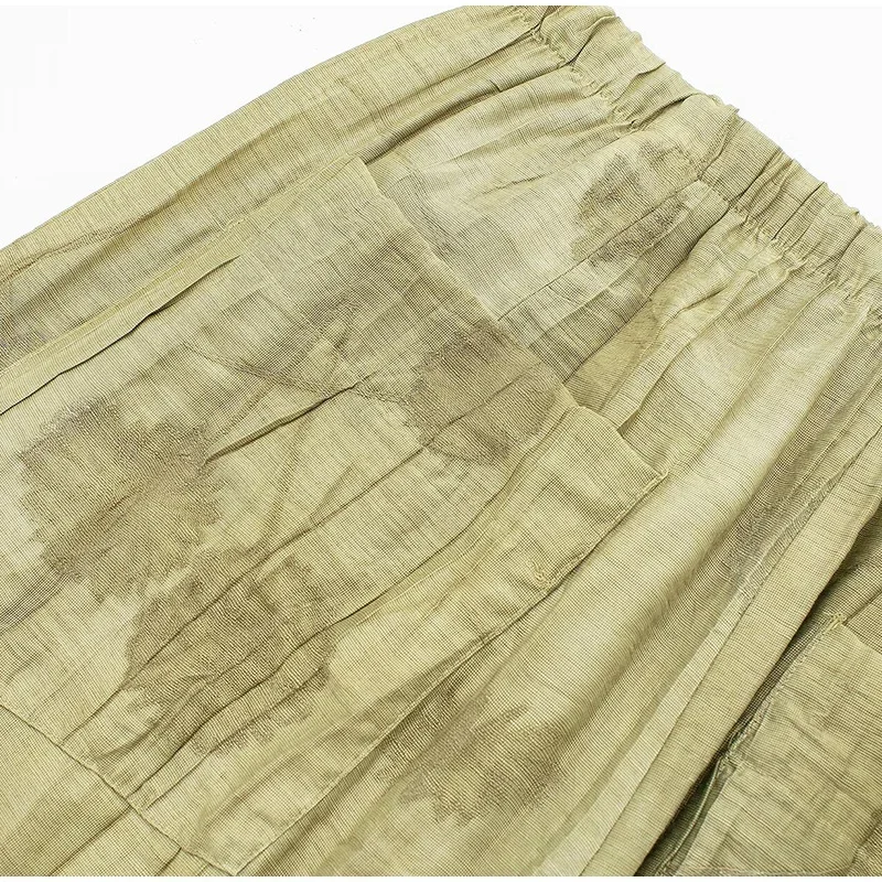 Conjunto de pantalones largos de lino con estampado tie-dye para mujer, camisas de media manga con solapa y botonadura sencilla, pantalón de pierna ancha con cordón ajustable, 2 piezas