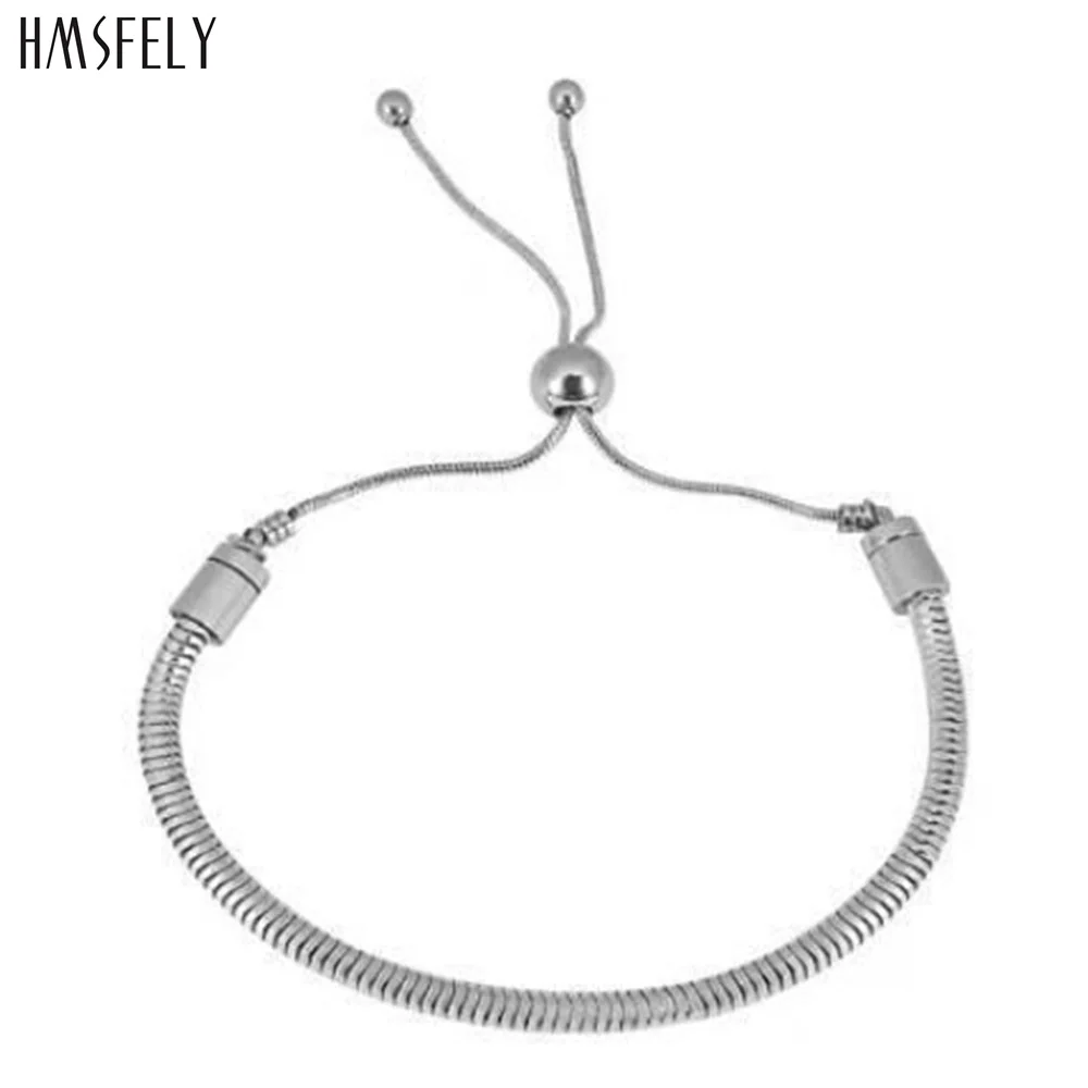 

HMSFELY 316L Titanium Stainless steel Snake Chains Bracelet For Women DIY Charm Bracelets Adjustable Chains