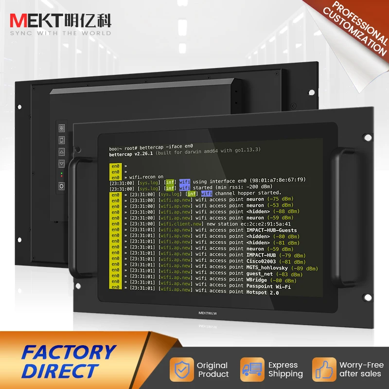 

MEKT 6U 1080P Rackmount12.1/15.6 Inch Widescreen Capacitive Touchscreen LCD Monitor Wall Mount Cabinet HD Display Outdoor 1000cd