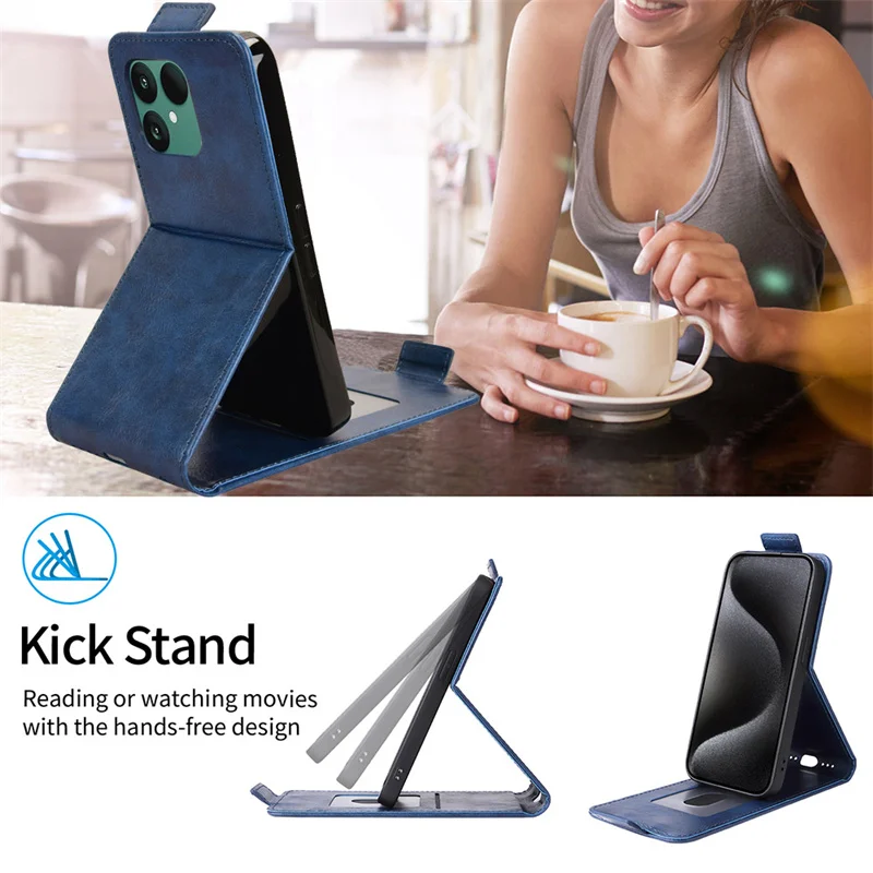 Anti-Fall Flip Vertical Case - Retro Skin-Friendly Full Cover with Card Holder