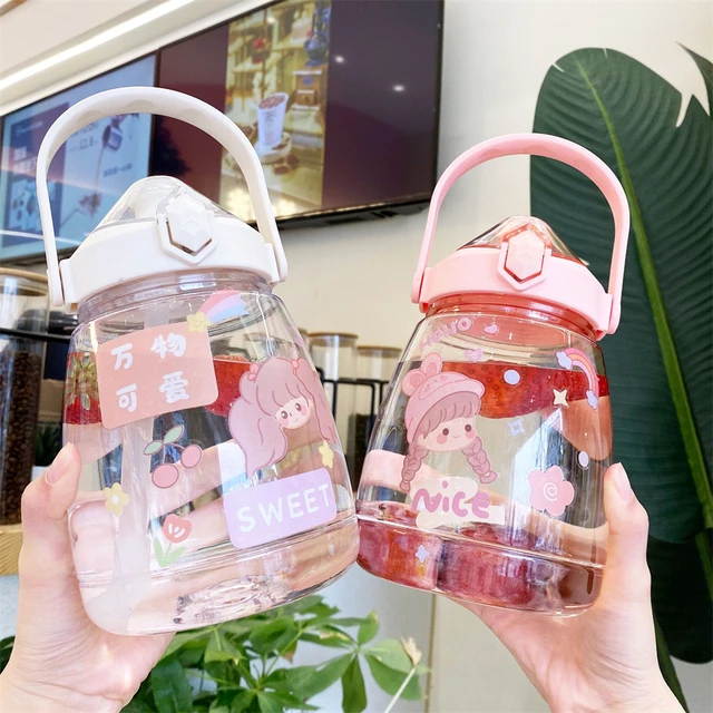 1100ml Little Girl Plastic Water Bottle Cartoon Durable Water Bottles For  Girls Leak-proof Drinkware Cute