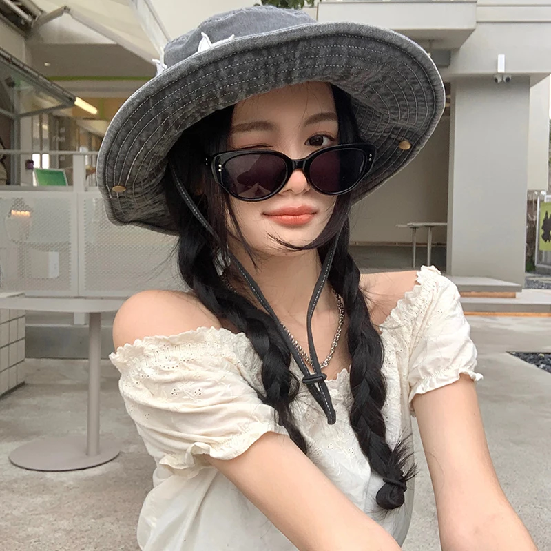 Žhavý výprodej růžových retro klobouků s velkou krempou, punkových hvězd Y2K, letních venkovních, slunečních, horolezeckých, kovbojských, ležérních, jazzových_voghion.com