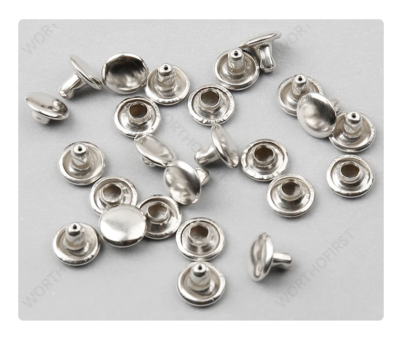 Description Picture 5 of item100Sets 6/8mm Brass Cap Rivets Studs Round Rivet Tachuelas for Leather Craft Bag Belt Garments Hat Shoes Wallets