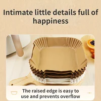 Doublures en papier pour friteuse à air, papier de cuisson étanche, huile-verde de poulet, rond, carré, rectangle, parchemin, fournitures de fête de cuisine 3