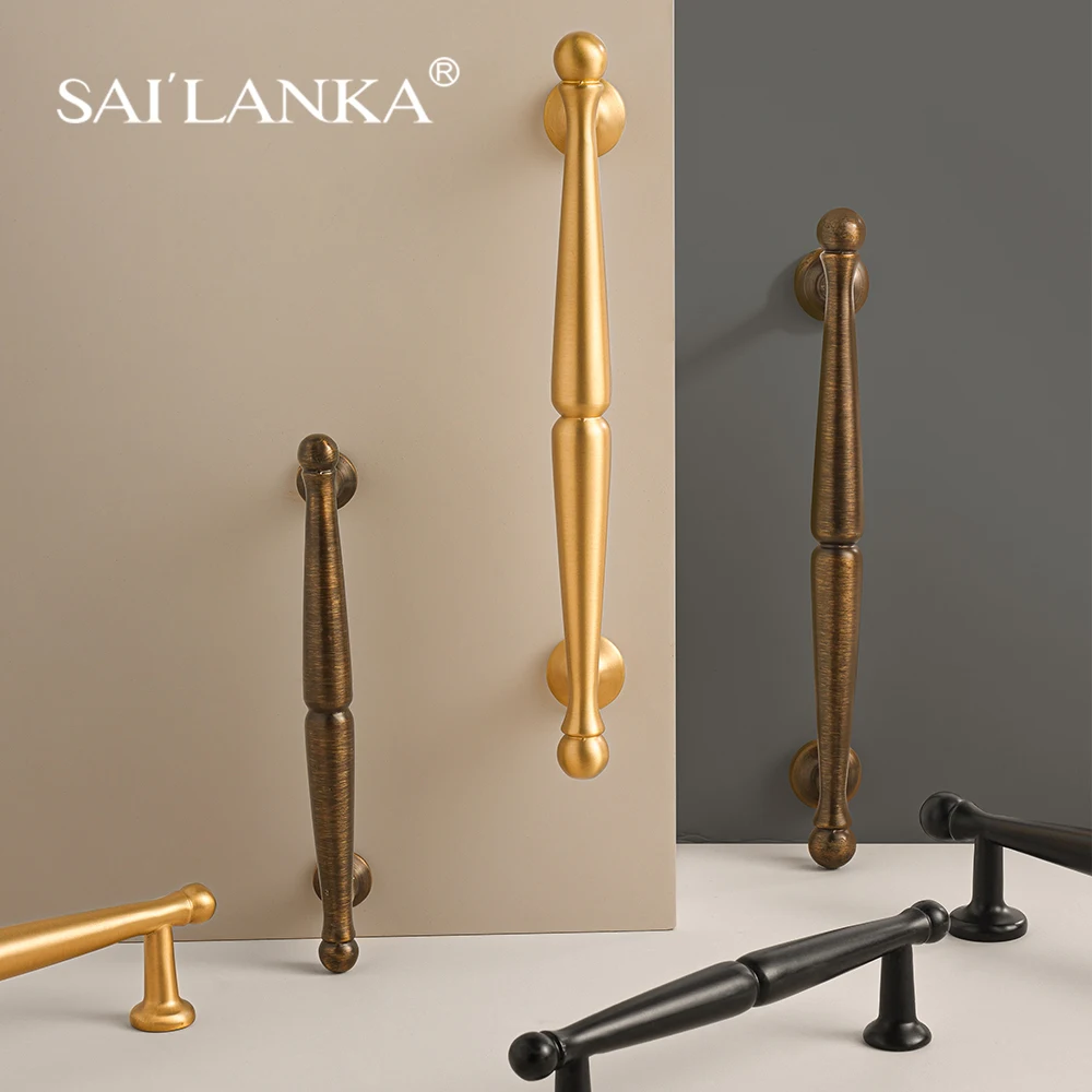 SAILANKA Brass Pulls Knobs Furniture Handles Modern Accessories, for Wardrobe Dresser Cupboard CabinetS Drawer Kitchen Bathroom