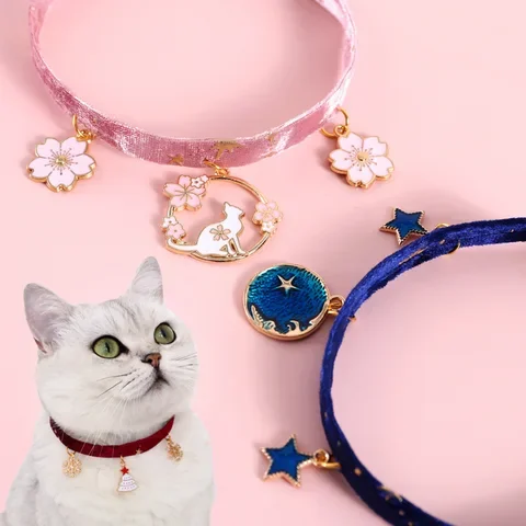 

1Pcs Fashion Pendant Dogs Accessories Adjustable Pet Party Collars Cats Collar For Pets Velvet Cute XS/S Pets Supplies