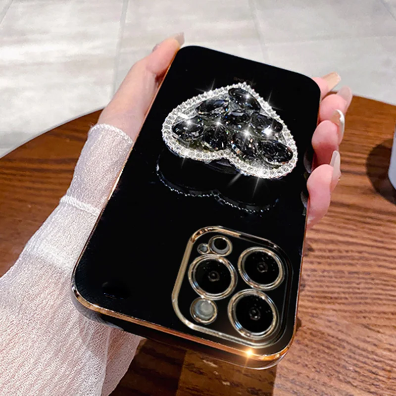 Plating Case For Samsung A34 A54 A53 A32 A33 A22 A13 4G 5G A12 A73 A25 A31 A21S A14 A52 Heart Diamond_voghion.com