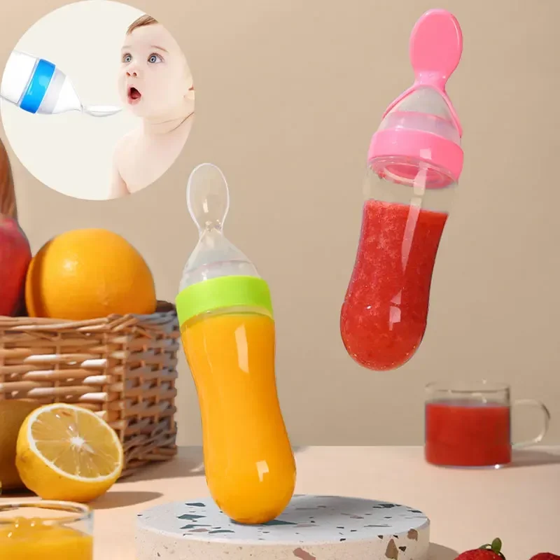 

Baby Squeezing Feeding Bottle Newborn Baby Training Rice Spoon Infant Cereal Food Supplement Feeder Safe Tableware Tools