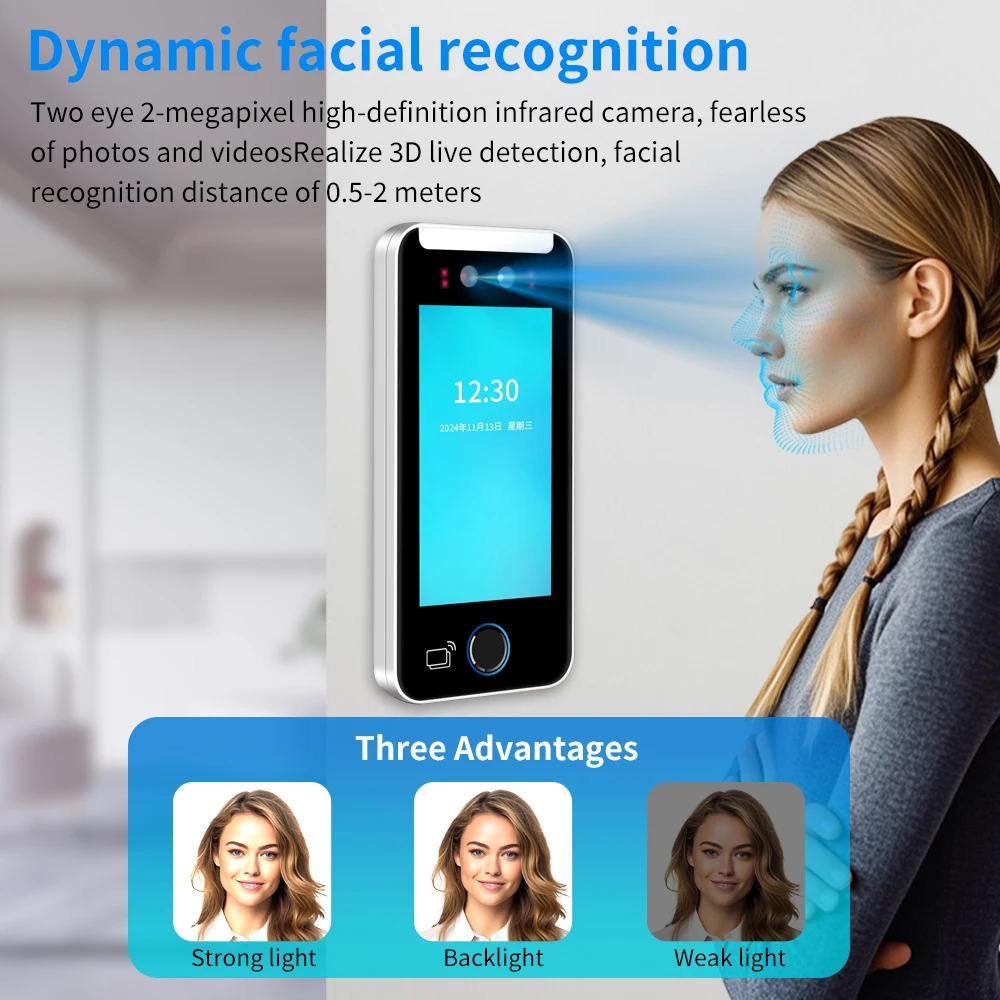 Asia Teco World Debut 5inch 5000user TCP/IP WIFI Dynamic Face Recognition Access Control Attendance Machine Fingerprint Reader fingerprint face recognition machine face recognition access control system