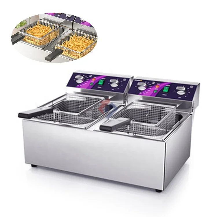 Double Tanks Double Baskets Commercial Chicken Fryer Electric Deep Fryers