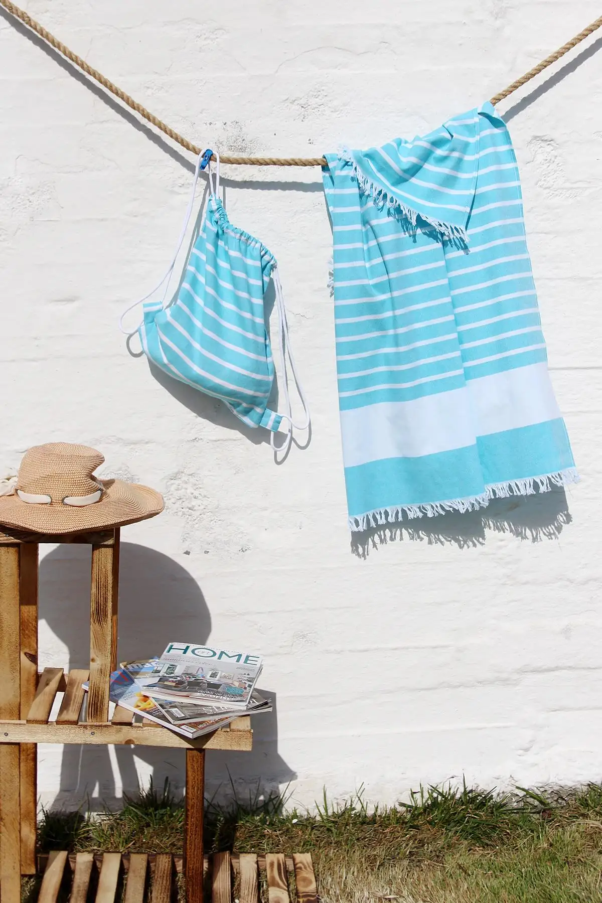 Baveno Home 100 Cotton Unisex Peshtemalbeach Shoulder Bag Set