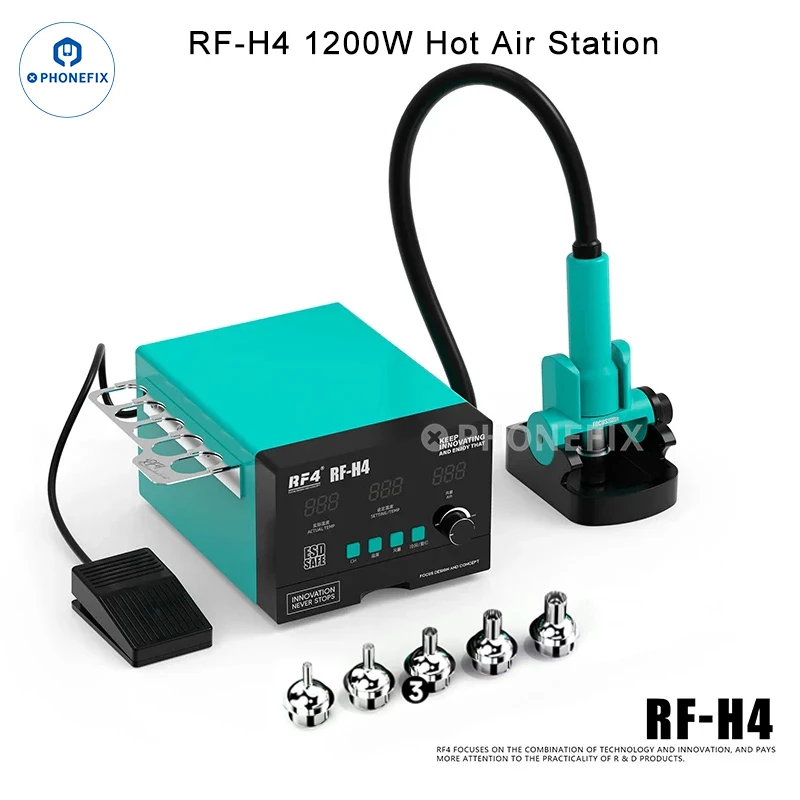 RF4 RF-H4 1200W Intelligent Hot Air Soldering Station Powerful Heat Gun BGA Rework Station for Cell Phone PCB Desoldering Repair 6