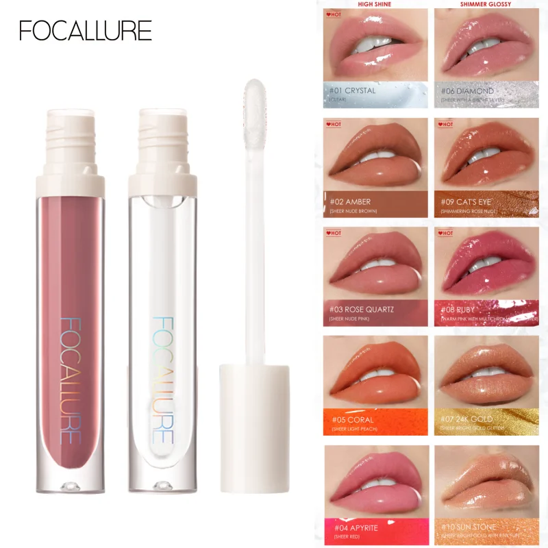 Commercio All'Ingrosso Focallure Makeup Lip Gloss Idratante A Lunga Durata Juicy Jelly Lip Tint Lucido Trasparente Lipgloss Cosmetici Da Donna