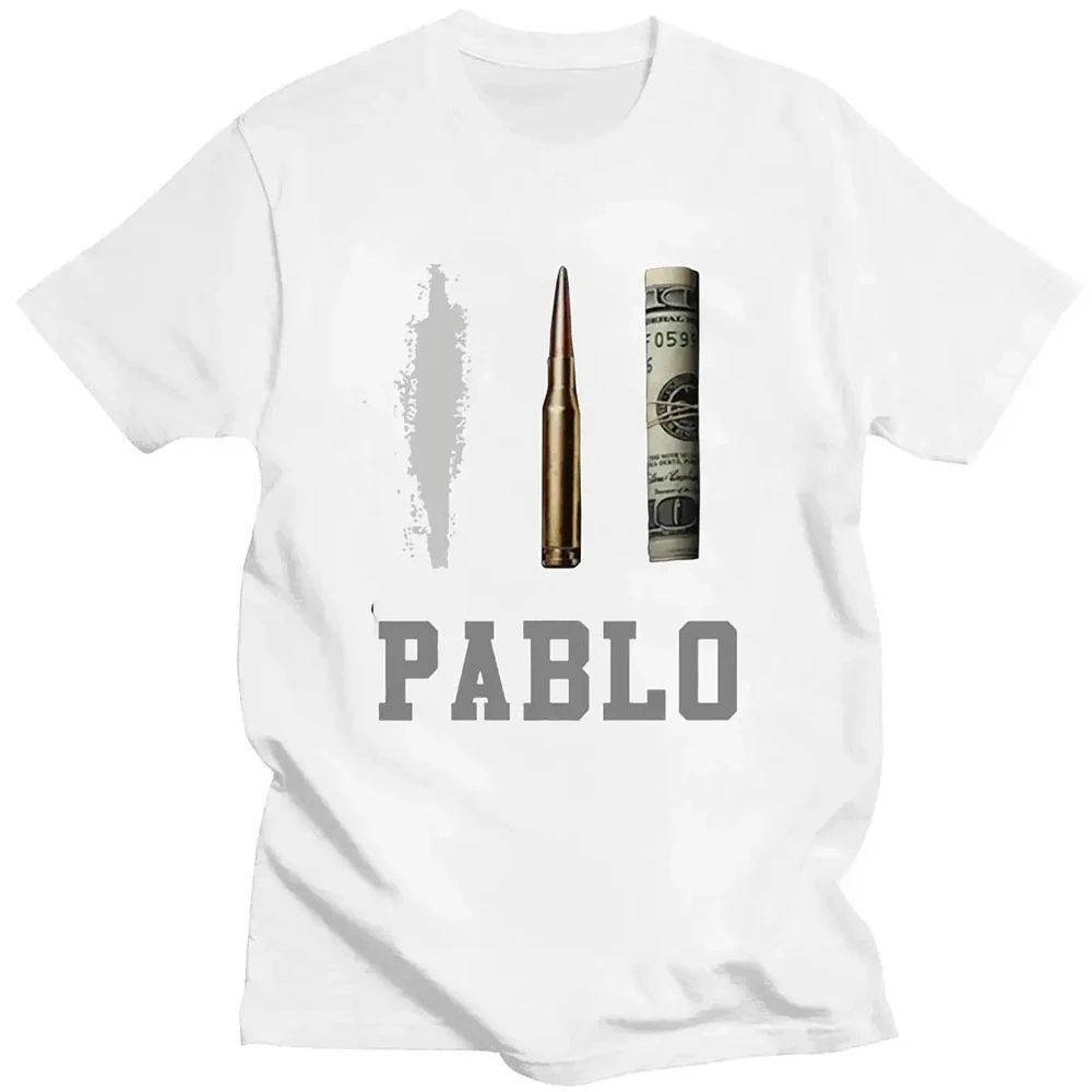 Diseño de dinero estampado Pablo Escobar Camiseta de algodón de manga corta para hombres Tops de moda ropa holgada de gran tamaño para hombres Casual_voghion.com