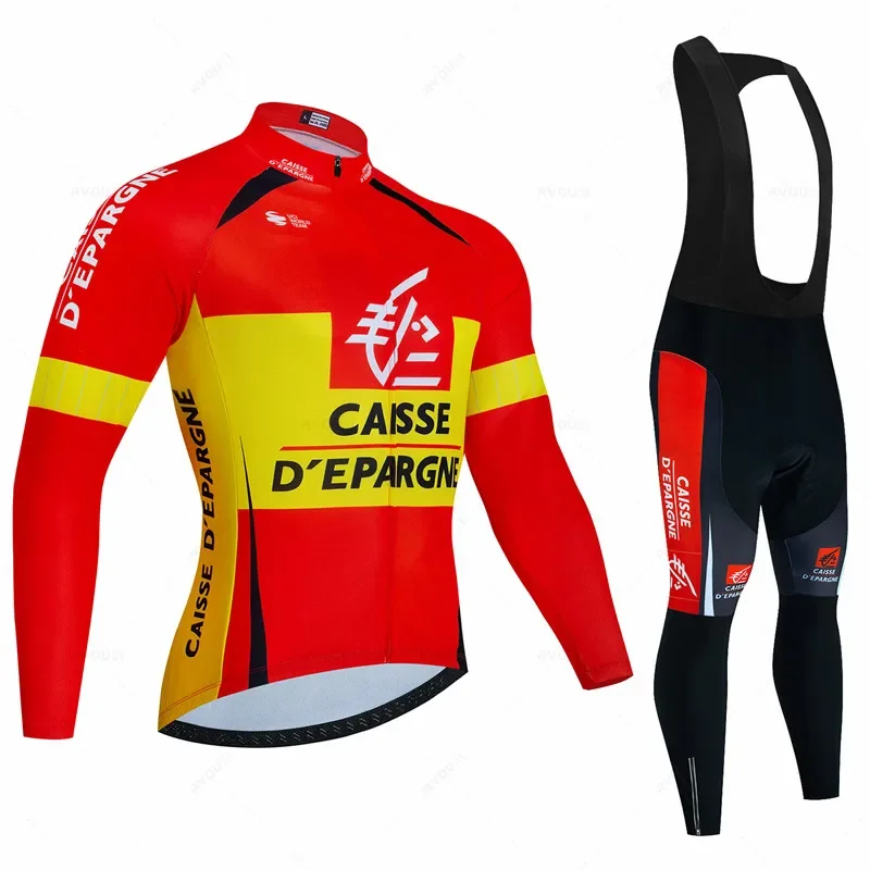 Caisse Men's Long-sleeved Spring and Autumn Cycling Clothing Shirts Comfortable Breathable Anti-UV Bicycle Jersey Set