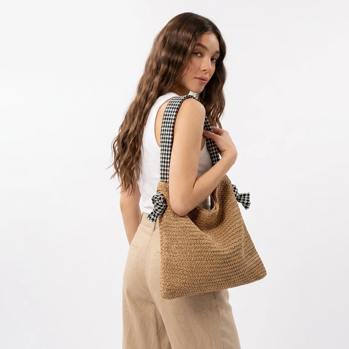 2026 Damen Umhängetaschen Quadratische Gewebte Handtasche Lässige Sommer Strandtasche Reise Urlaub Geschenk für Damen