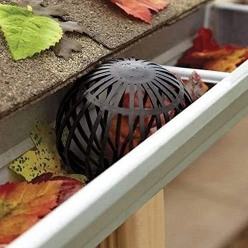 Downpipe strainer leaves protection outdoor downpipe strainer easy install black gutter guard roof drain anti-blocking home debris PP garden