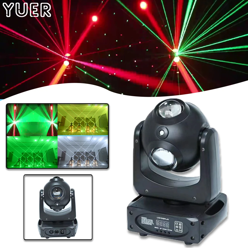 

YUER LED 4x25w RGBW + RG Laser Beam Projector Moving Head DMX Music Control Home Party Wedding Stage Lighting Dj Disco Bar Club