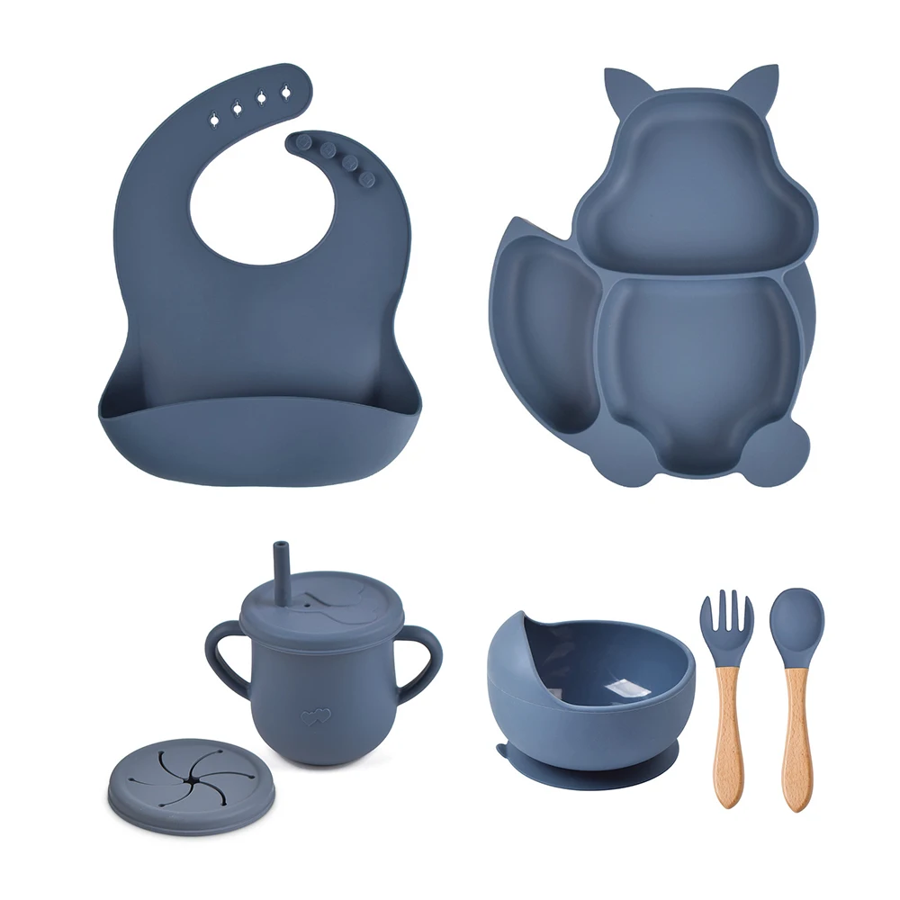 1/3/8 PCS Silicone Baby Feeding Set Bowl Plate Cup Bibs Spoon Fork Sets Non-slip Tableware Children's Feeding Dishes BPA Free 25 S8743d65b87074f03bc24fb4fa4a8d4d3a