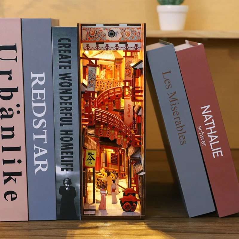 DIY Book Nook Spirited Away Anime Building Wooden Bookend