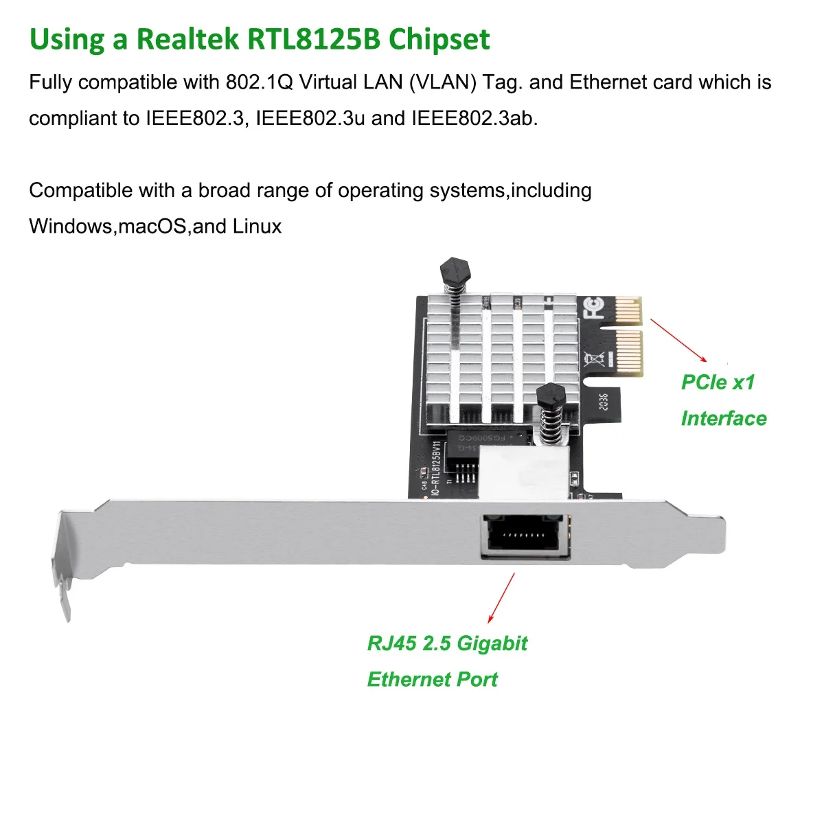 Iocrest Rj45ネットワークアダプター Rtl8125b 100 1000m 2 5g Pcieチップセット Pci Express Lanカード 新規 Aliexpress Mobile
