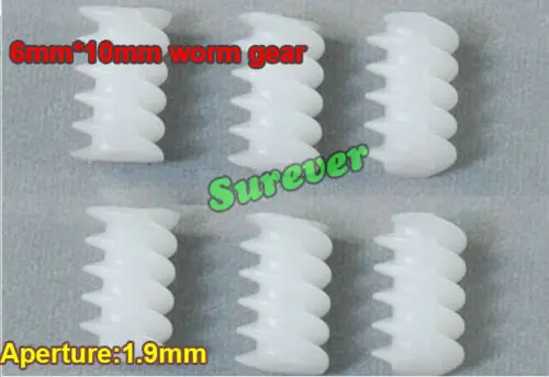 5PC Lengthened Plastic Worm Gear 6mm*10mm/6*15mm 0.5 Modulus 1.9mm Aperture Gears 10mm/15mm Long for Coupling 2mm Shaft Diameter