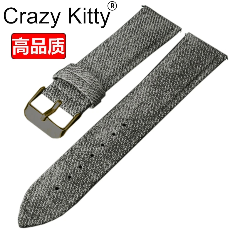 Genuine Leather Cowboy-Style Quick Release Watch Strap - Fabric Accent