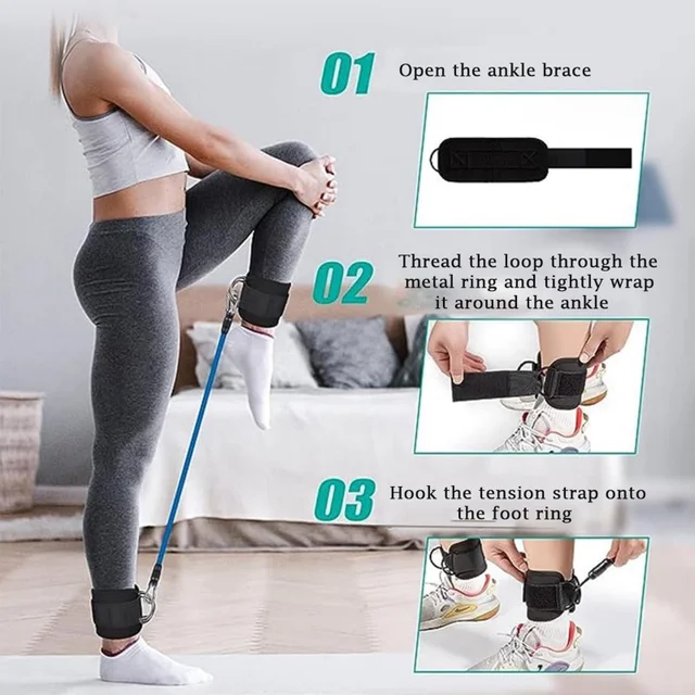 1 Pair Ankle Straps for Cable Machines Resistance Bands Attachment,Gym Cuffs with Stainless Steel D-Ring for Booty Leg Workout 6