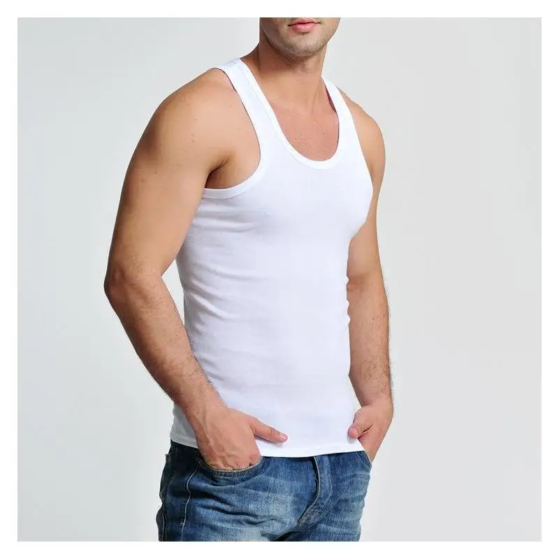 Casual Elastic Men's Vest Summer Thin Breathable Loose Fitness Vest Men's Sports Sweat Absorbing Vest Solid Color Vest Wholesale