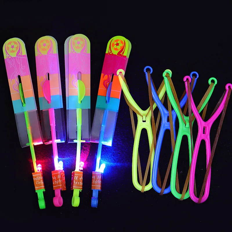 Flying Light Toy 10PCS Flying Arrow Slingshot Glow In The Dark Luminous Toys For Kids