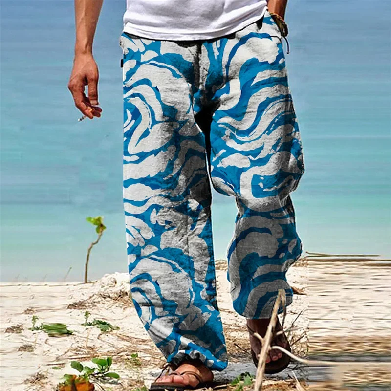 

Men's Trousers Summer Pants Beach Pants Drawstring Elastic Waist 3D Print Color Block Geometric Pattern Graphic Prints Comfort