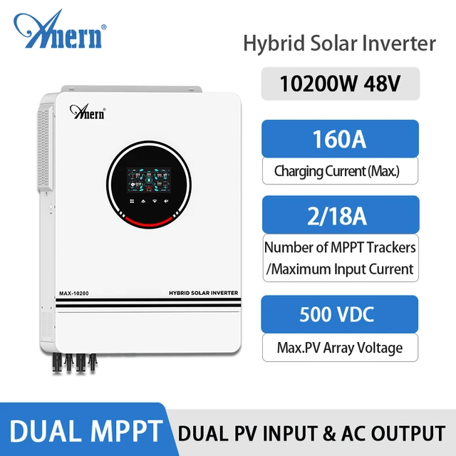 Hybrid Solar Inverter 6,2 KW 6200W 48V Reiner Sinus Welle Inverter MPPT  120A 230V Spannung Konverter Off grid Max PV 500V 3,6 KW - AliExpress