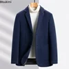 New 2025 Men's Woolen Suit Jacket Top Luxury Autumn Winter Men Casual Business Wool Single Breasted Blazer Overcoats Men Blazer 1