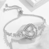 5PCS Women Silver Watch Fashionable Heart Shaped Dial Quartz Wristwatch Retractable Chain Strap Watch Jewelry Set Gift For Her 3
