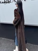 Lautaro Winter Long Vintage Elegant Luxury Chic Thick Warm Soft Brown Fluffy Faux Mink Fur Coat Women V Neck Furry Overcoat 2023 2