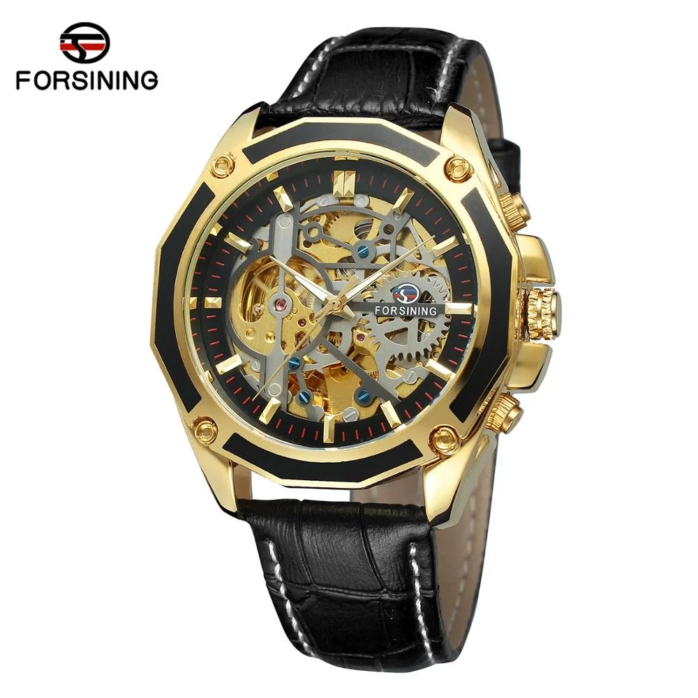 FORSINING 1030L sport Skeleton Automatic Genuine Leather Men Watch reloj para hombre Chinese Factory best sell Recommend