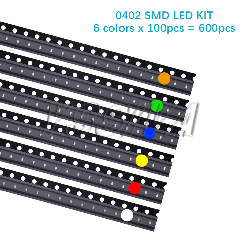 600 pezzi = 6 colori x 100 pezzi 5050 5730 1210 1206 0805 0603 0402 Kit diodi LED SMD Rosso/Verde/Blu/Bianco/Giallo/Arancio