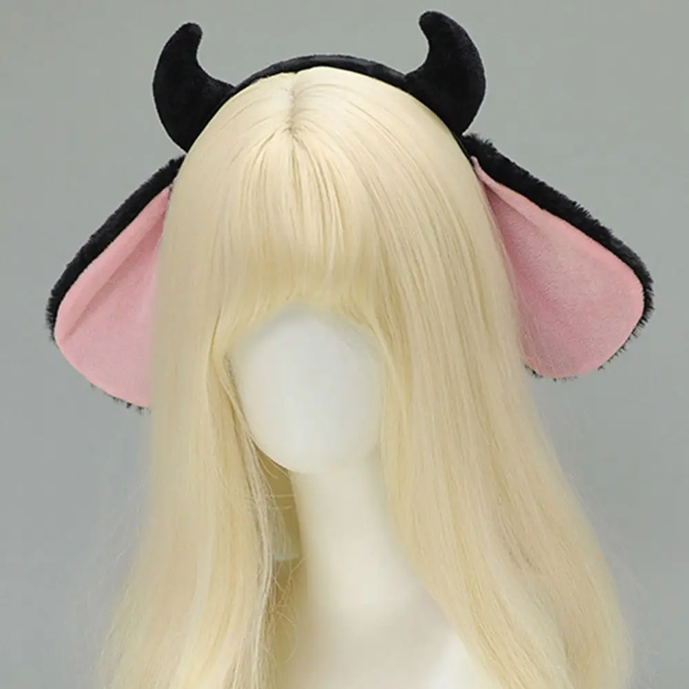 Lolita Flauschiges Ziegenhorn und Ohr-Stirnband – Plüschtier-Ohr-Haarband für Karneval, Cosplay, Kawaii-Kostümzubehör, Party-Requisiten – Detail 5