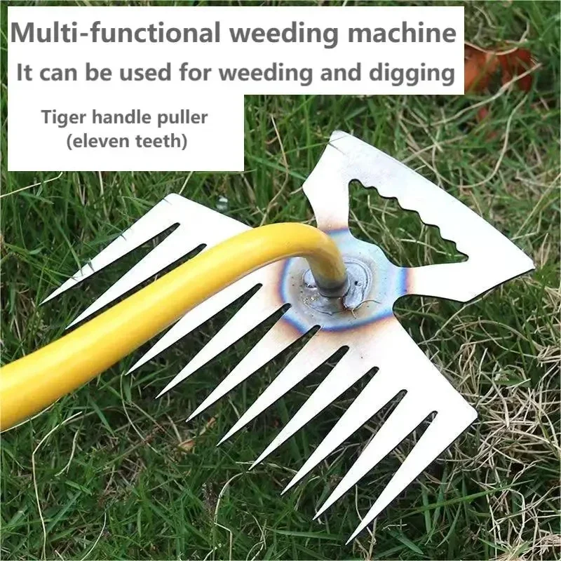 1 Grass Pot Soil Weeding Tool Manganese Steel 4/11 Tooth Manual Excavator Refurbished Garden Land Herb Supplies Easily Pulled garden weeding tool