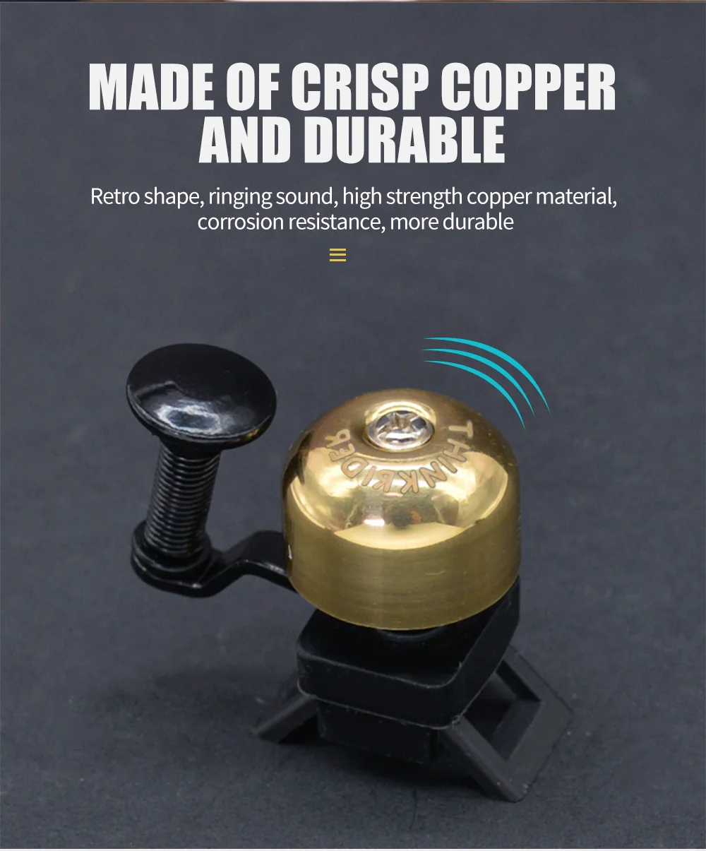 Description Picture 6 of itemThinkRider Retro Classical Bicycle Bell Clear Loud Sound Steel Copper MTB Mountain Bike Handlebar Ring Horn Safety Cycling