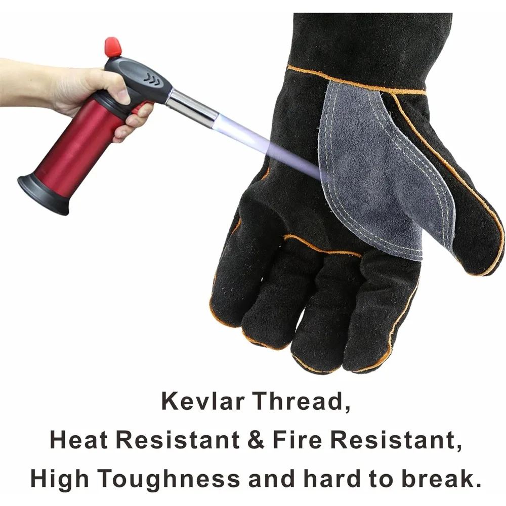 Enhanced Cowhide Fire-Resistant Gloves with Heat Insulation and Kevlar Stitching