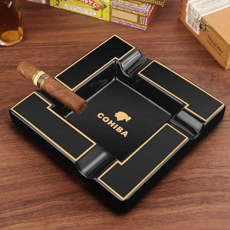 

Cohiba Cigar Ashtray Large Ceramic 4 Slot Tray Creative Luxury Cigar Ashtray Desk Office Ashtray Smoking Accessories