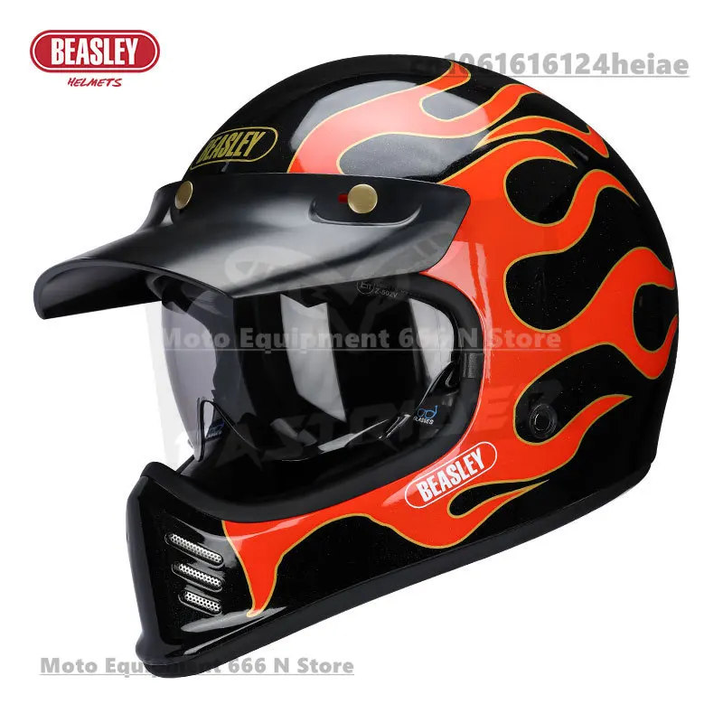 BEASLEY Motorcycle Helmet Retro Full Helmet Men and Women