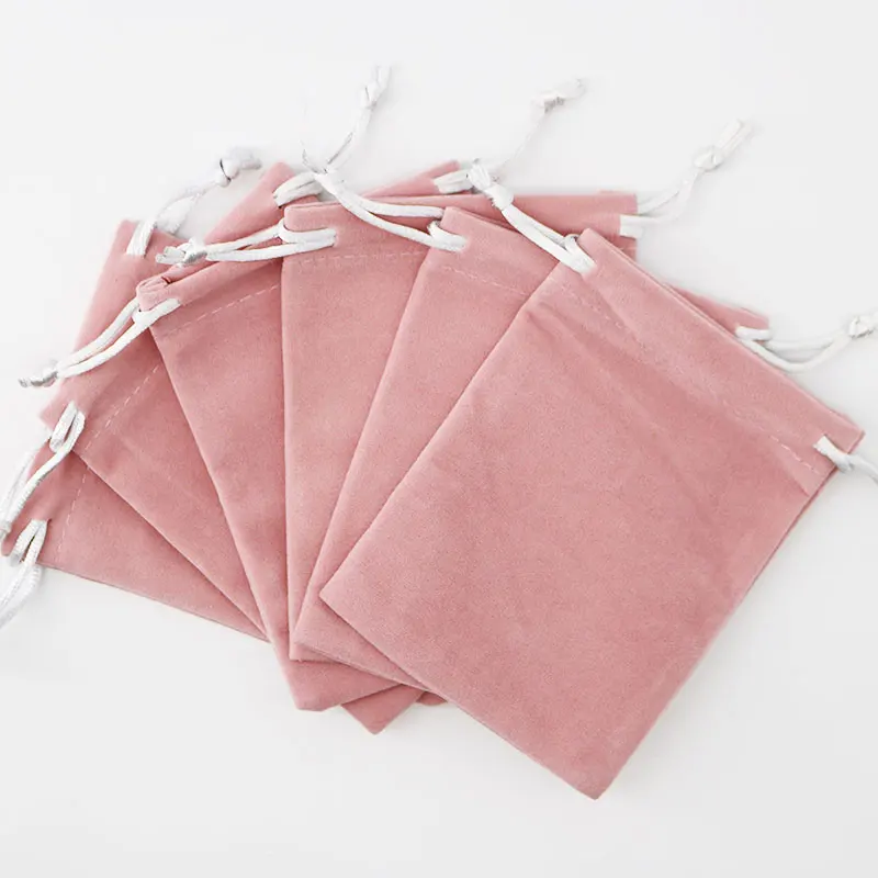 

5pcs/lot Fanshionable Jewelry Packaging Bag Hot Pink Velvet Drawstring Pouch Reusable Item Storage Pouch Custom Logo
