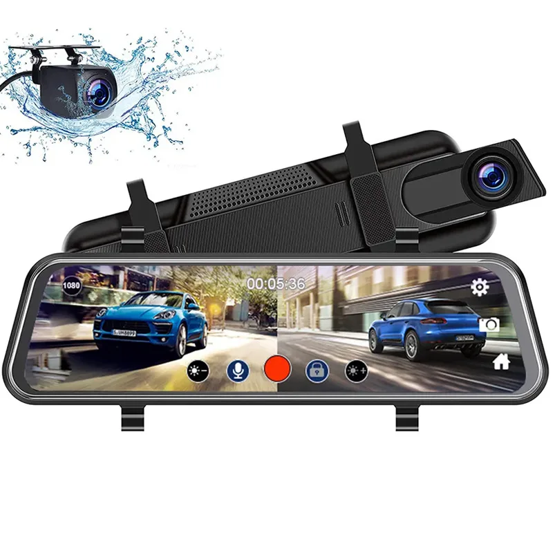 KMIND Car Dashcam 10-inch Full-Screen Streaming Car Recorder 2K HD Rearview Mirror Dual Lens with Reversing Image WIFI,car dash cam
