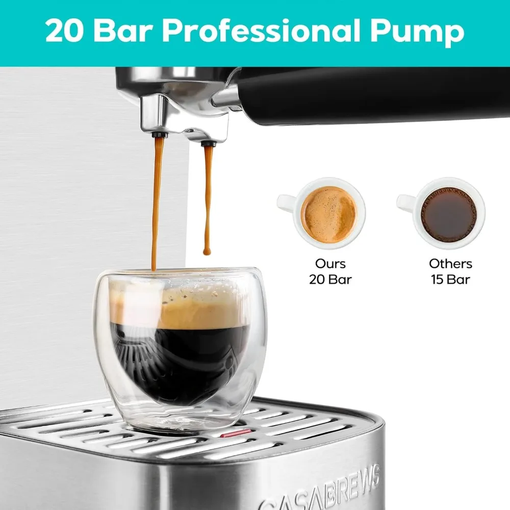 Espresso Machine 20 Bar, Professional Espresso Maker Cappuccino Machine with Steam Milk Frother, Stainless Steel Espresso 3